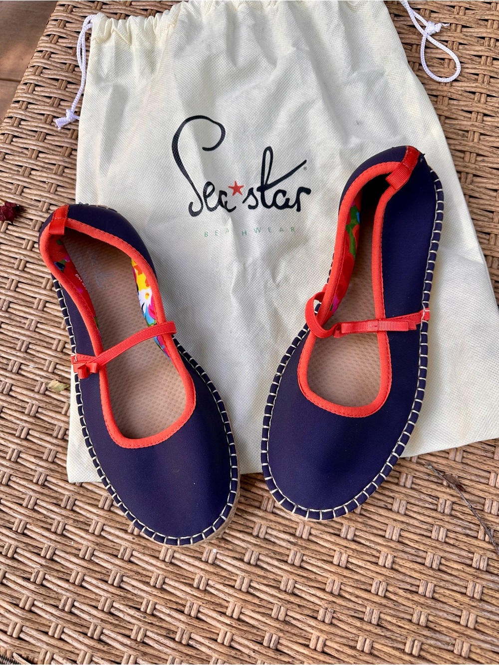 Navy and Coral Mary Jane Flats